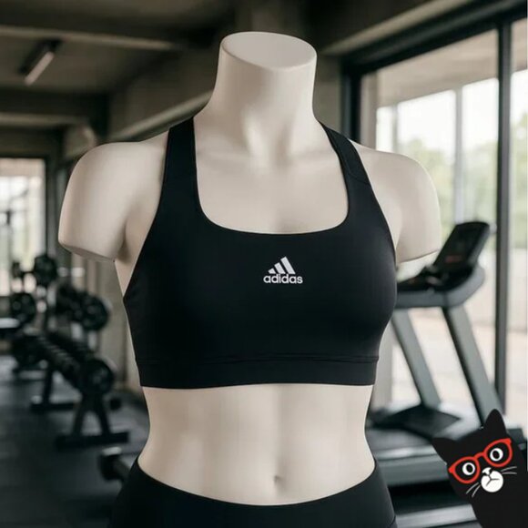 adidas New Black Sports Bra XX Small DD Powerimpact Med Support NWT= Sweat Free! - Picture 1 of 9